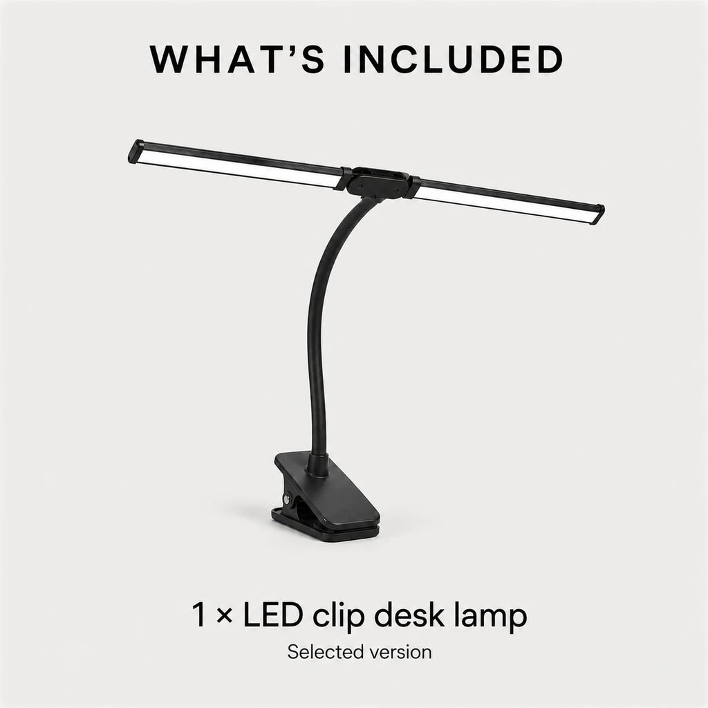 PAUD™ LED Clip Desk Lamp — what's included