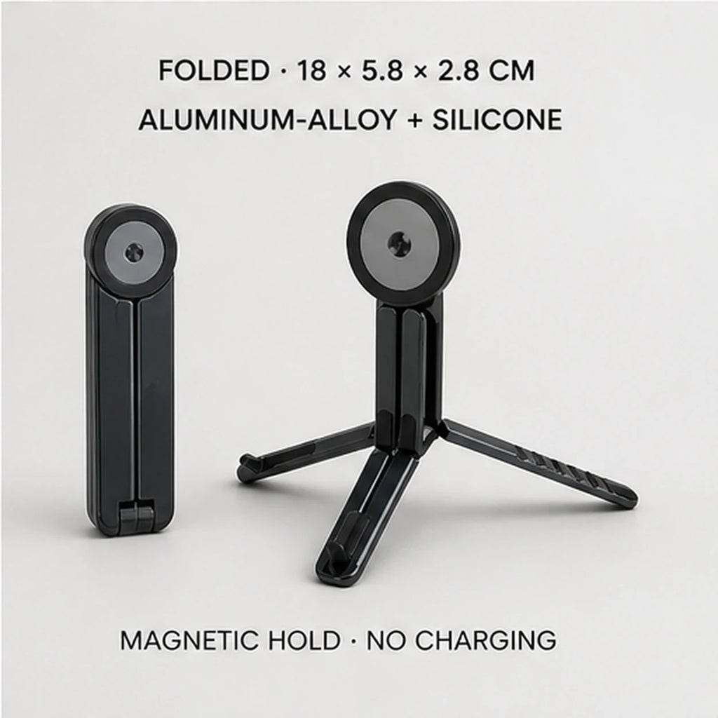 PAUD™ Magnetic Phone Tripod — lifestyle and size