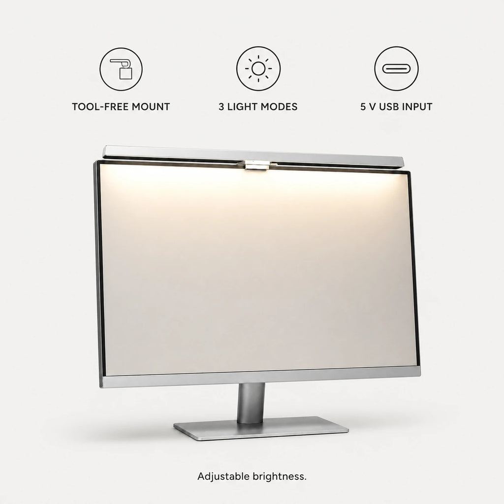 PAUD™ Monitor Light Bar — lifestyle and size