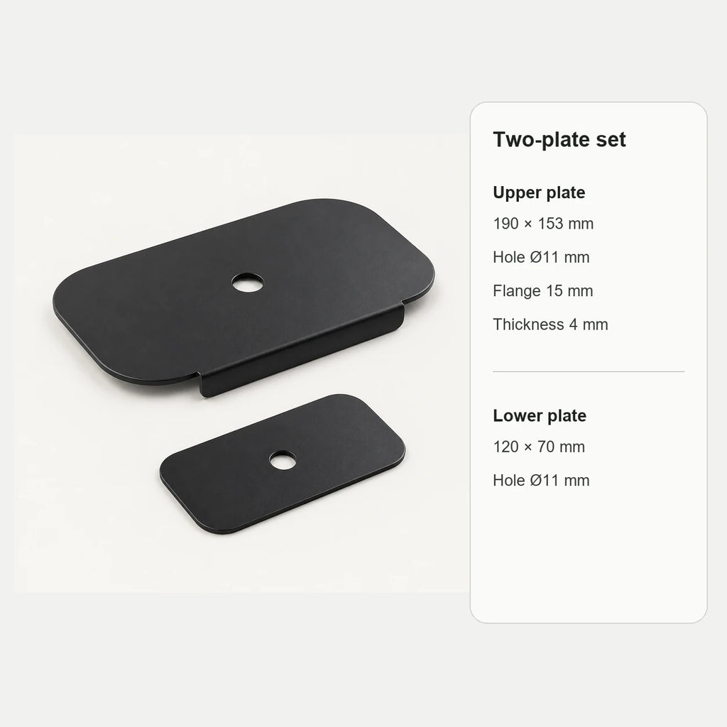 Monitor mount reinforcement plate dimensions and clamp compatibility