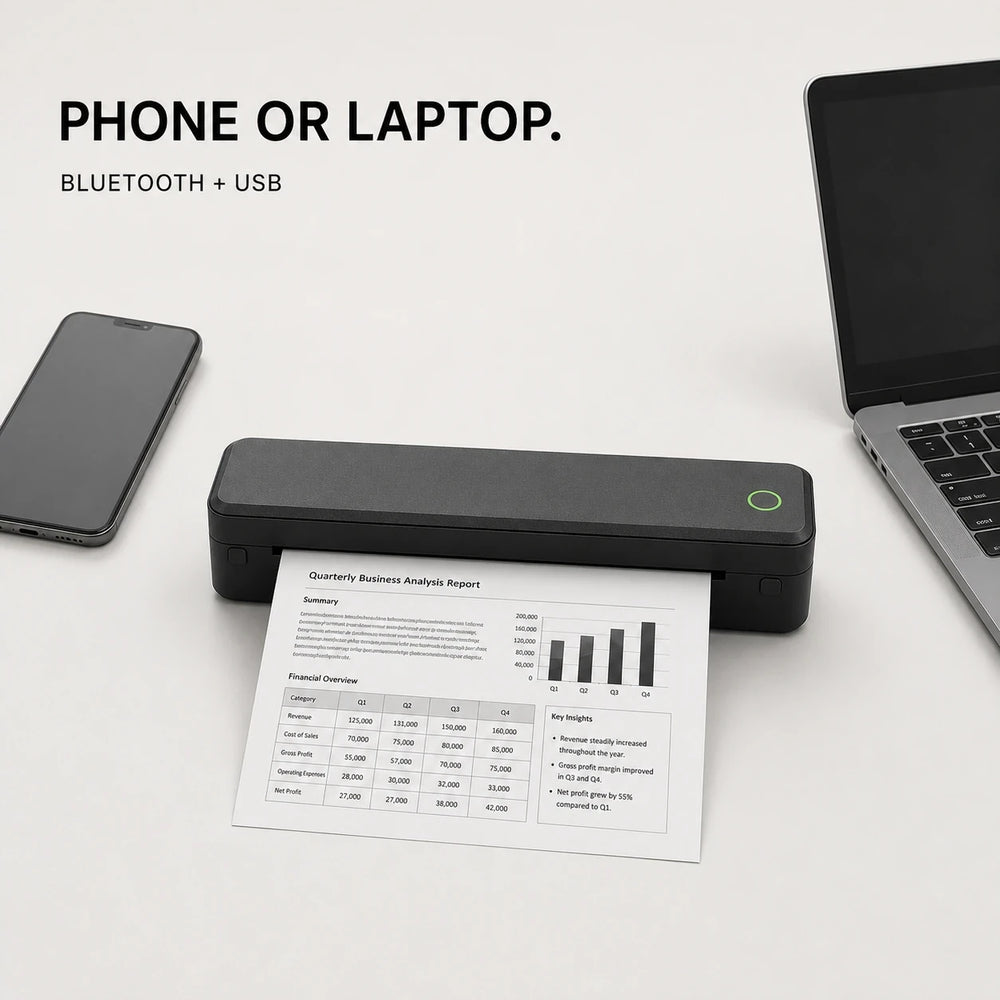 Portable thermal printer with compatible supplies