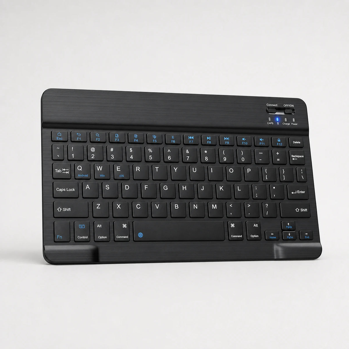Ultra-slim Bluetooth keyboard and mouse set on a light neutral background