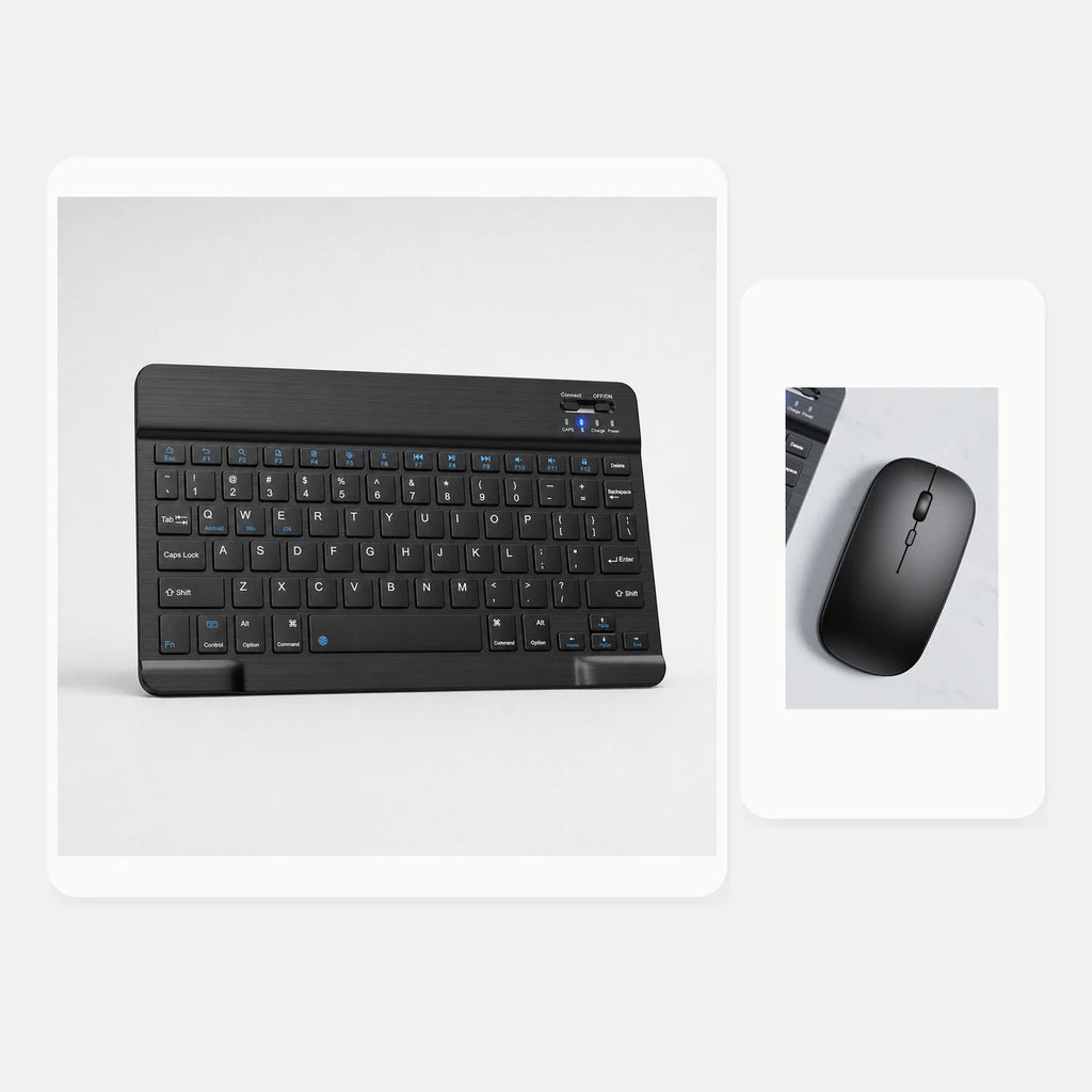 One ultra-slim Bluetooth keyboard and one matching mouse
