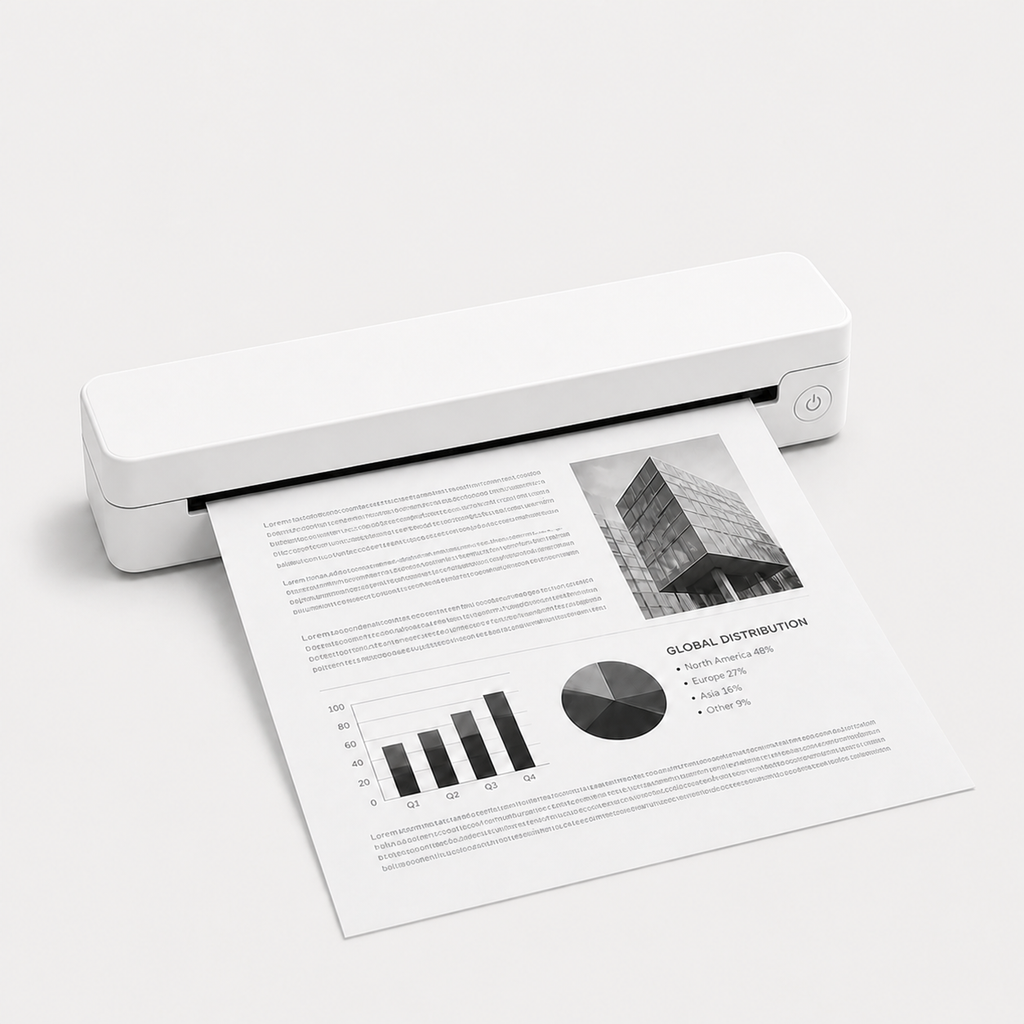 PAUD Inkless Portable Printer — White variant with correct A10A structure
