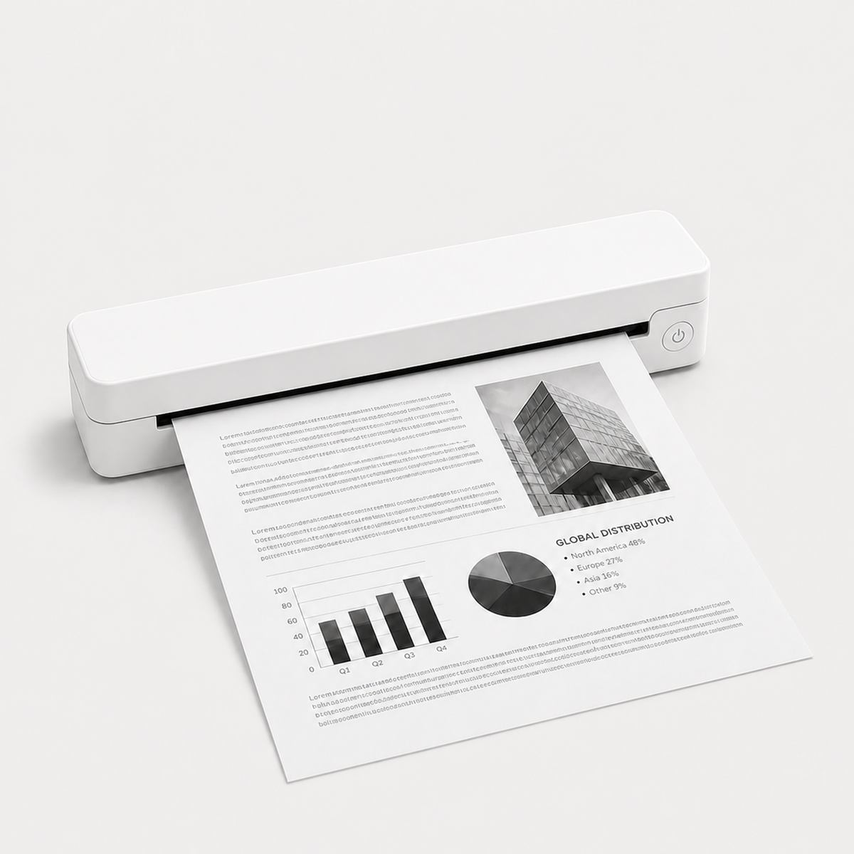 PAUD Inkless Portable Printer — White variant with correct A10A structure