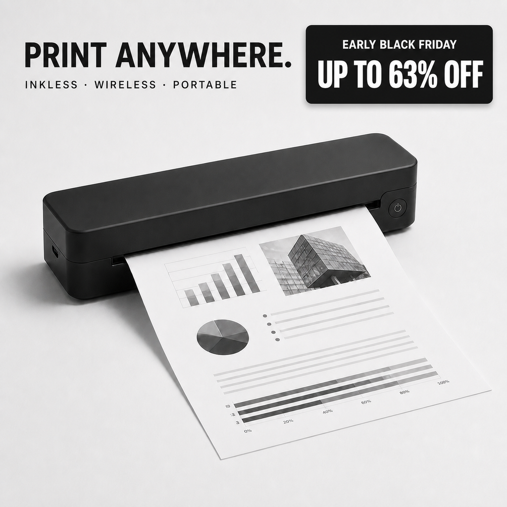 PAUD Inkless Portable Printer — Print Anywhere, Early Black Friday up to 63% off