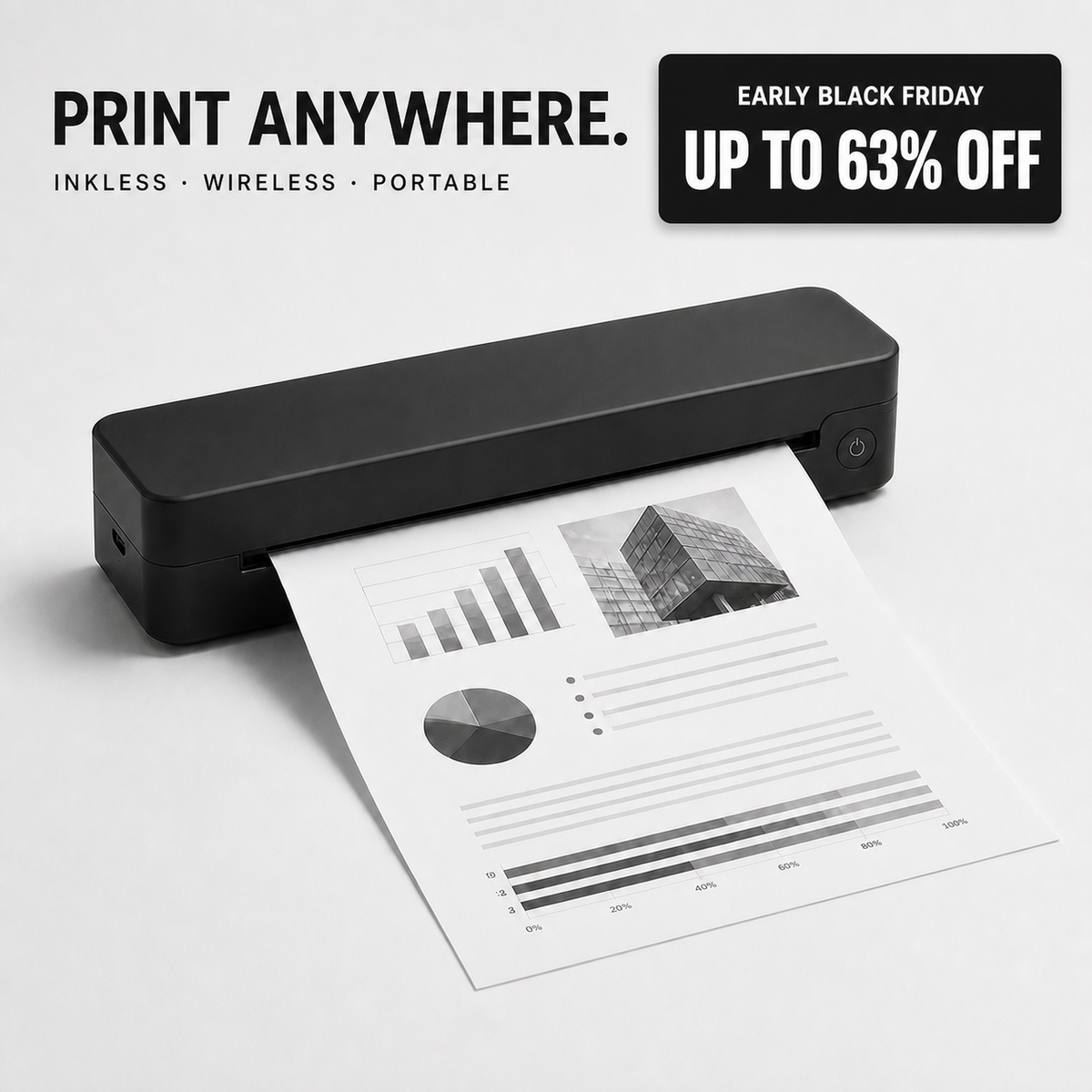 PAUD Inkless Portable Printer — Print Anywhere, Early Black Friday up to 63% off