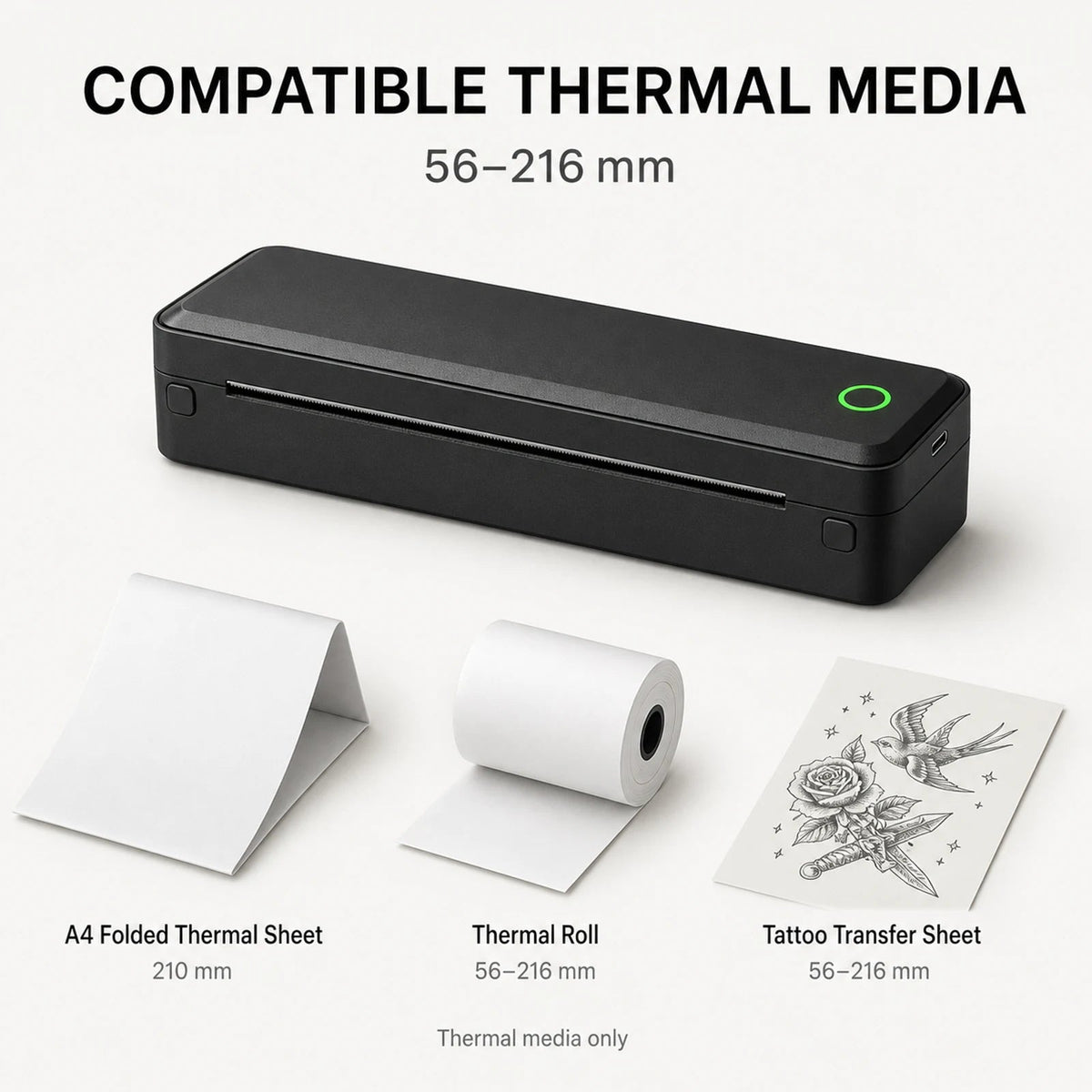 Portable printer connected to a phone and laptop